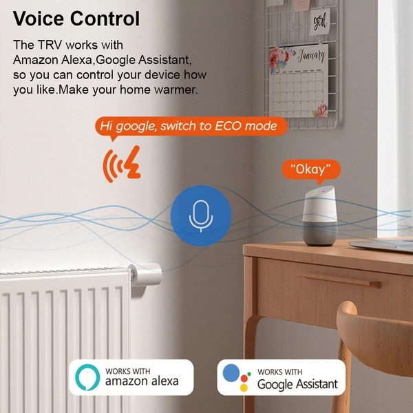 LCD digitális termosztatikus radiátorszelep Tuya Zigbee, APP mini radiátorszelephez - Fekete