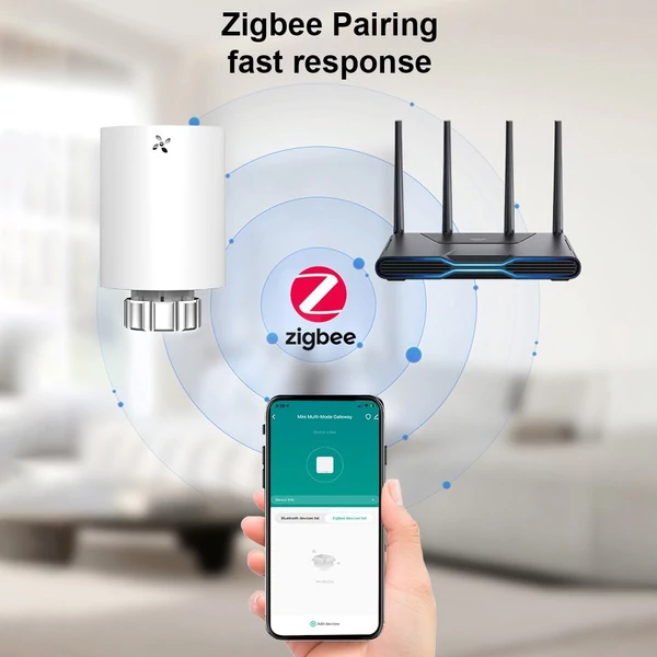 LCD digitális termosztatikus radiátorszelep Tuya Zigbee, APP mini radiátorszelephez - Fehér