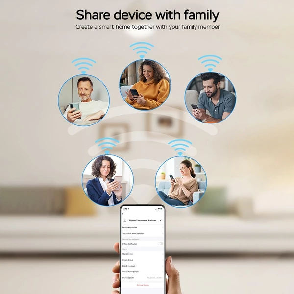LCD digitális termosztatikus radiátorszelep Tuya Zigbee, APP mini radiátorszelephez - Fehér