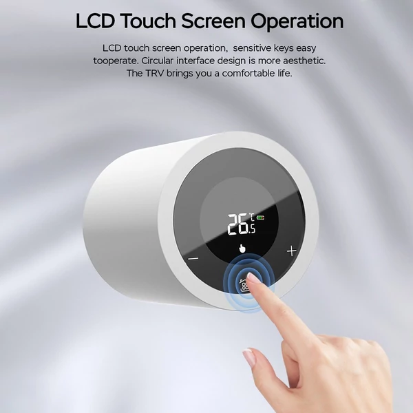 LCD digitális termosztatikus radiátorszelep Tuya Zigbee, APP mini radiátorszelephez - Fehér