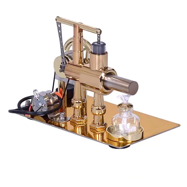 Hot Air Stirling motoros motormodell, elektromos generátor motor LED izzóval, hatágú csillagmintás lendkerékkel