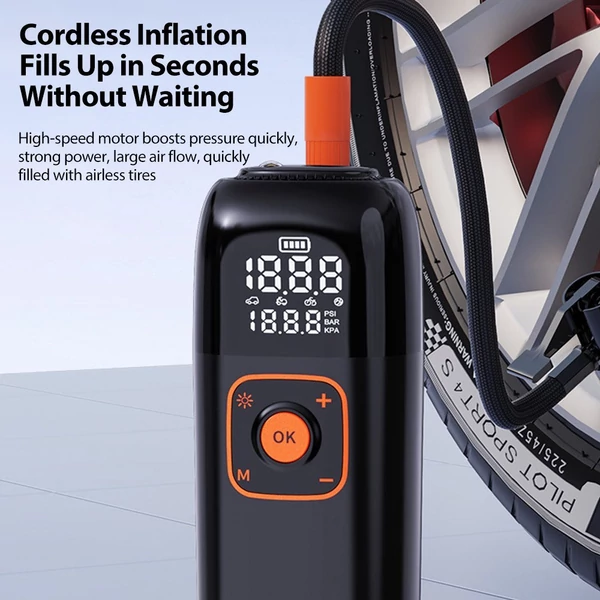Gumiabroncsfelfújó hordozható légkompresszor 150 PSI/10,3 Bar 6000 mAh - tárolótáska nélkül