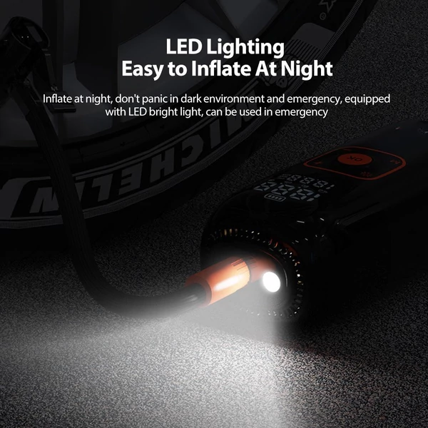 Gumiabroncsfelfújó hordozható légkompresszor 150 PSI/10,3 Bar 6000 mAh - tárolótáska nélkül