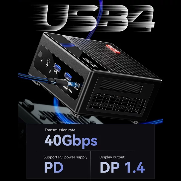 AOOSTAR Mini asztali számítógép, Windows 11PRO, AMD Ryzen™ 7 6800H - 32G LPDRR5, 512G SSD
