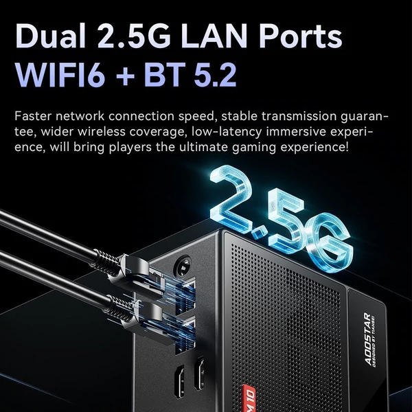 AOOSTAR Mini asztali számítógép, Windows 11PRO, AMD Ryzen™ 7 6800H - 32G LPDRR5, 512G SSD