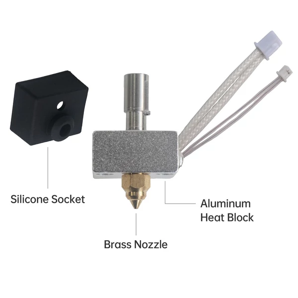 Továbbfejlesztett Hotend extruder fűtőblokk készlet 1,75 mm-es szálakhoz - sárgaréz fúvókával
