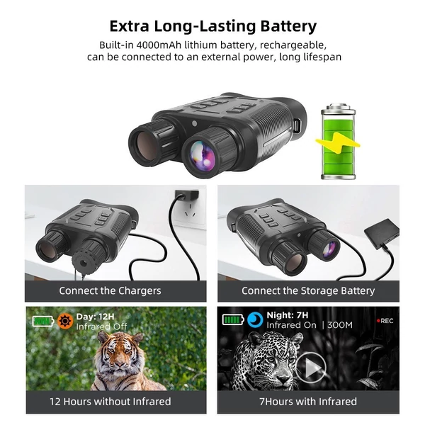 Színes éjjellátó távcső, digitális infratávcső 10-szeres optikai zoommal vadászathoz
