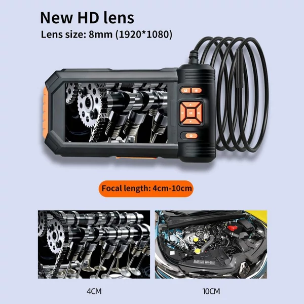 HD 1080P boreszkóp 5 hüvelykes LCD-képernyővel, 5 m-es merev vezetékkel (egylencsés) - Narancs