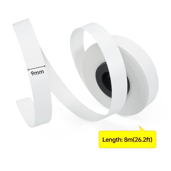 PET címkeszalagok utántöltők MAX LM címkenyomtatókhoz - 9mmx8m (10 db/csomag) - Fehér