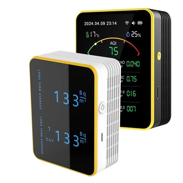 Tuya WiFi15in1 levegőminőség-érzékelő, háztartási hordozható AQI PM0.3 PM1.0 PM2.5 PM10 CO CO2 TVOC HCHO teszter - Fekete