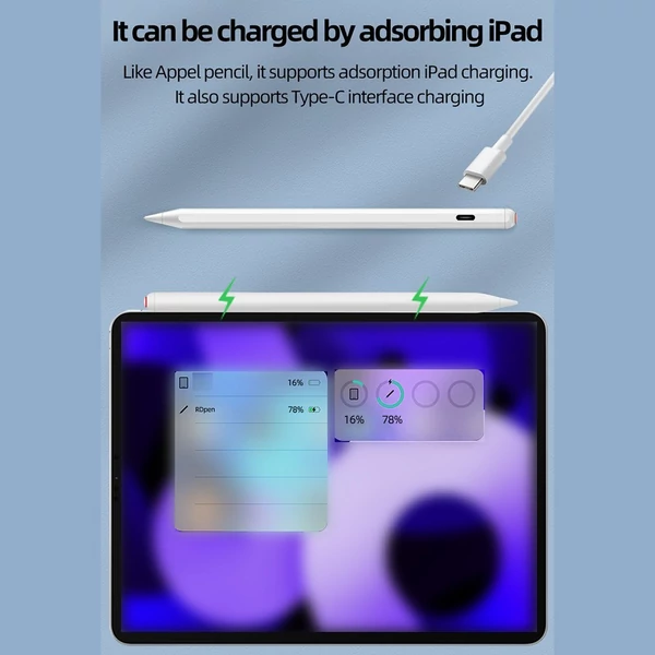 Kapacitív kézíró toll, tenyér-elutasító, dőlésérzékeny 766 iPad-hez – kettős módú töltéssel, mágneses töltéssel