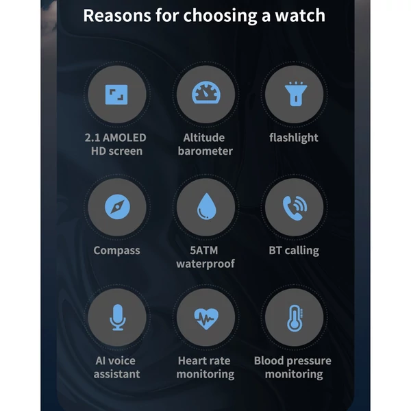 LOKMAT OCEAN 3 PRO: Fejlett intelligens sportóra 2,1 hüvelykes teljes érintős AMOLED képernyővel és IP68 vízálló - Narancs