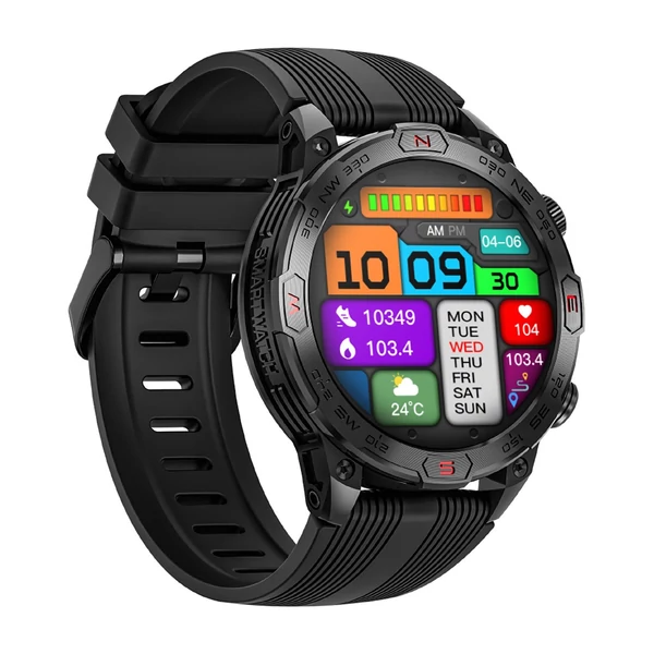 LOKMAT ZEUS 7 PRO okos karkötős sportóra – 1,43 hüvelykes AMOLED teljes érintőképernyős fitneszkövető - Fekete