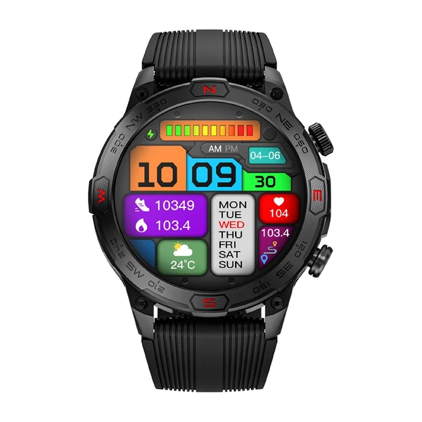 LOKMAT ZEUS 7 PRO okos karkötős sportóra – 1,43 hüvelykes AMOLED teljes érintőképernyős fitneszkövető - Fekete
