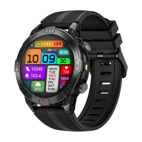 LOKMAT ZEUS 7 PRO okos karkötős sportóra – 1,43 hüvelykes AMOLED teljes érintőképernyős fitneszkövető - Fekete