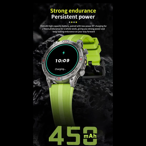 LOKMAT ZEUS 7 PRO okos karkötős sportóra – 1,43 hüvelykes AMOLED teljes érintőképernyős fitneszkövető - Fekete