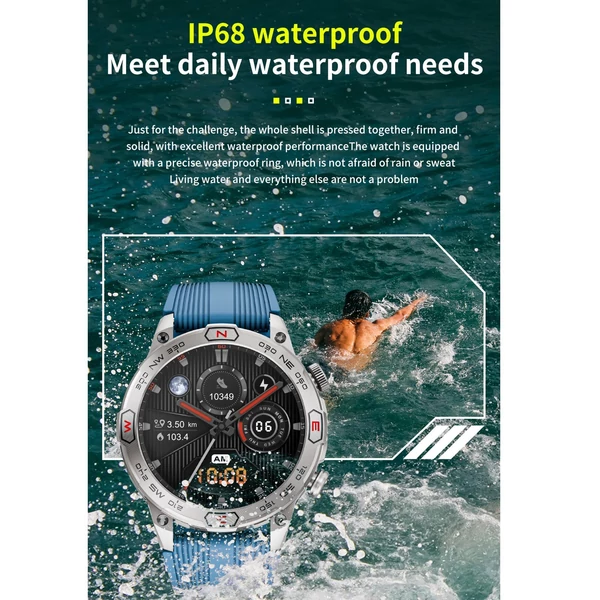 LOKMAT ZEUS 7 PRO okos karkötős sportóra – 1,43 hüvelykes AMOLED teljes érintőképernyős fitneszkövető - Fekete