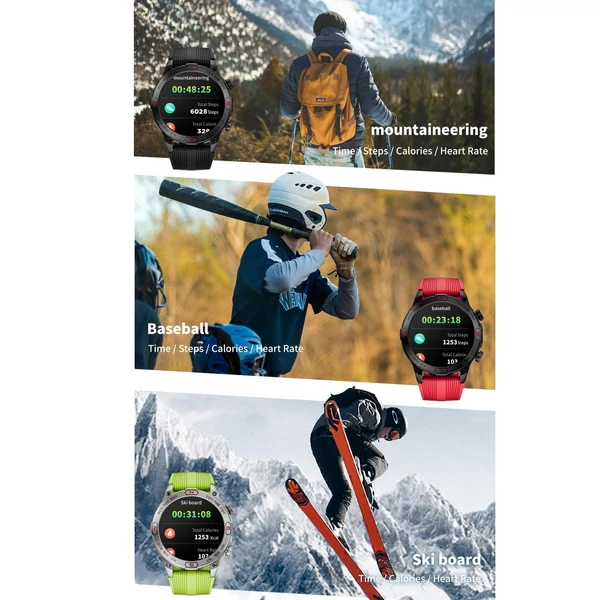 LOKMAT ZEUS 7 PRO okos karkötős sportóra – 1,43 hüvelykes AMOLED teljes érintőképernyős fitneszkövető - Fekete