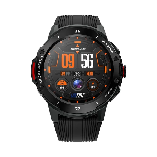LOKMAT APPLLP: 4G intelligens óra 1,43 hüvelykes AMOLED képernyővel, 2 megapixeles kamerával és GPS-szel, fitneszkövetővel - Fekete