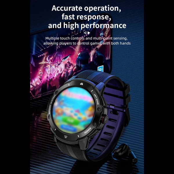 LOKMAT APPLLP: 4G intelligens óra 1,43 hüvelykes AMOLED képernyővel, 2 megapixeles kamerával és GPS-szel, fitneszkövetővel - Fekete
