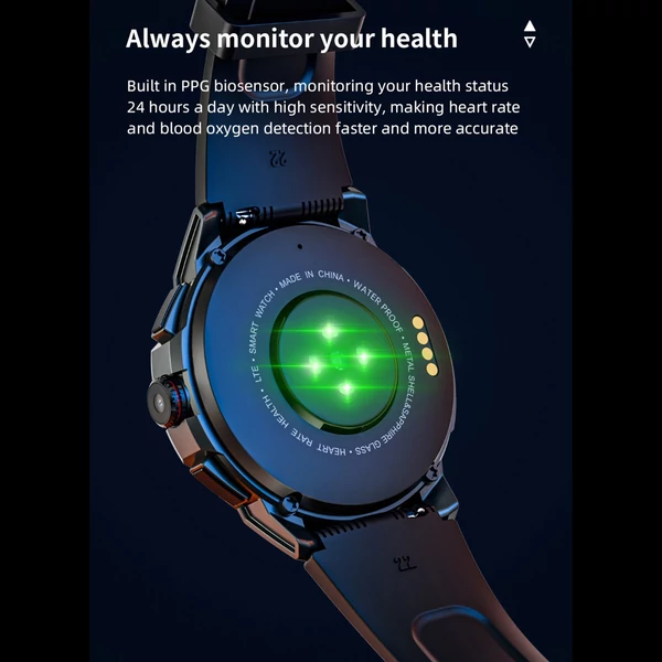 LOKMAT APPLLP: 4G intelligens óra 1,43 hüvelykes AMOLED képernyővel, 2 megapixeles kamerával és GPS-szel, fitneszkövetővel - Fekete