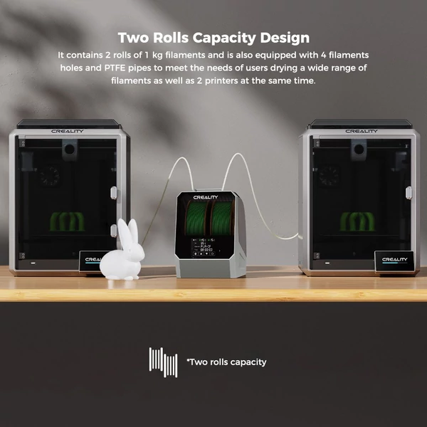 Creality Space Pi Filament Szárító Plusz (2 tekercs). 3D nyomtatóhoz. PTC fűtés, időzítő, LCD. Nylon/ABS/PETG/PLA/TPU 1.75/2.85mm