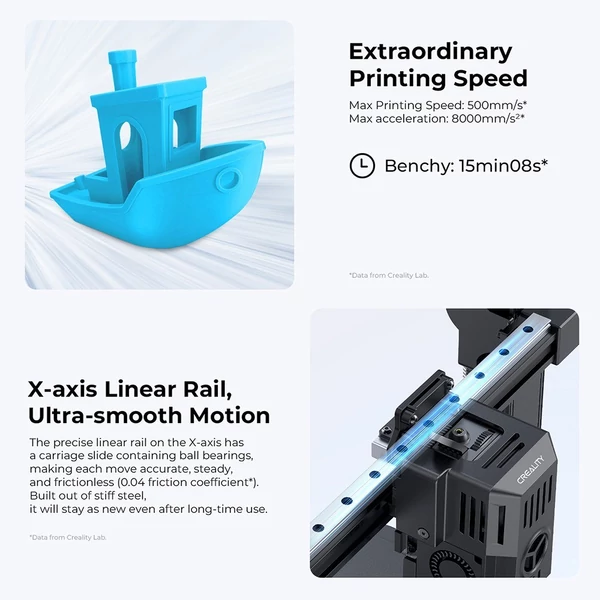 Creality Ender-3 V3 KE 3D nyomtató, automatikus szintezés csendes alaplappal, 220x220x240 mm-es nyomtatási méret bekapcsolva, Hyper PLA filament 1,75 mm-es 3D nyomtatási anyag 1 kg szabvány 1 tekercs - fehér