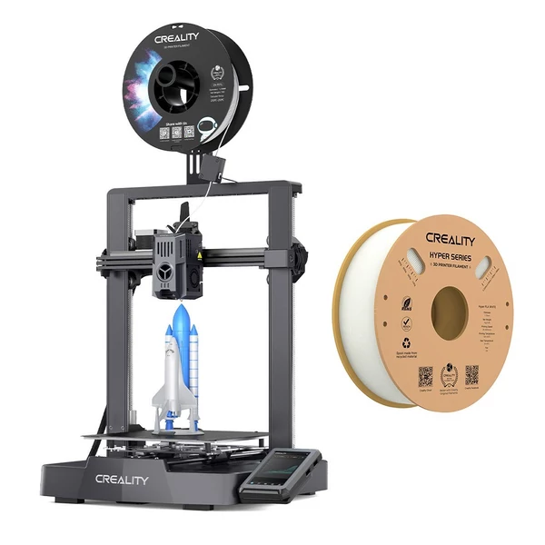 Creality Ender-3 V3 KE 3D nyomtató, automatikus szintezés csendes alaplappal, 220x220x240 mm-es nyomtatási méret bekapcsolva, Hyper PLA filament 1,75 mm-es 3D nyomtatási anyag 1 kg szabvány 1 tekercs - fehér