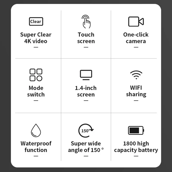 M3 4K akciókamera, WiFi sportkamera, 1,4 hüvelykes érintőképernyő, 150 fokos széles látószögű objektív
