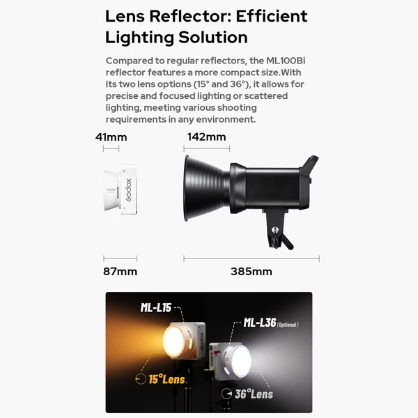 Godox ML100Bi zsebes LED videolámpa, 120 W-os kétszínű töltőlámpa