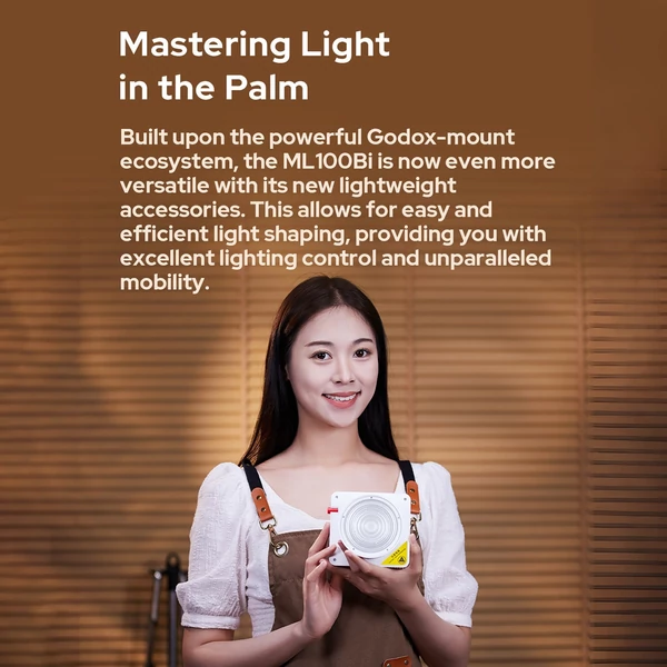 Godox ML100Bi zsebes LED videolámpa, 120 W-os kétszínű töltőlámpa