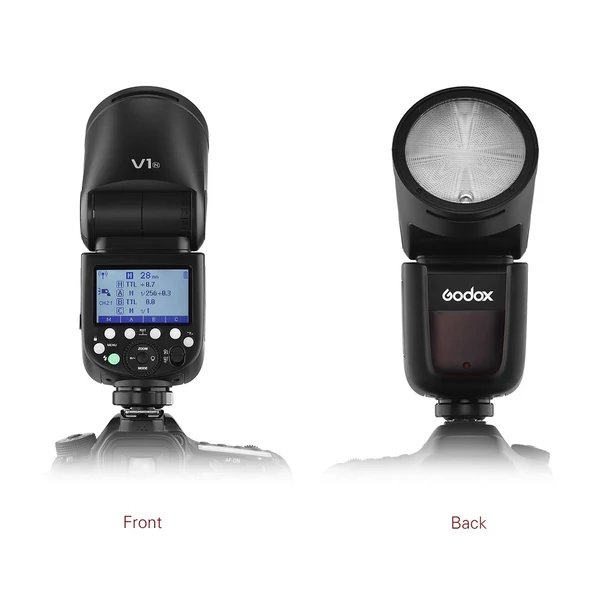 Godox V1N professzionális fényképezőgép vaku Speedlite vaku, kerek fejű, vezeték nélküli 2.4G Fresnel zoom