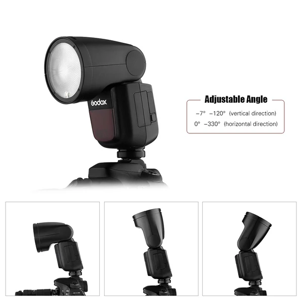 Godox V1N professzionális fényképezőgép vaku Speedlite vaku, kerek fejű, vezeték nélküli 2.4G Fresnel zoom