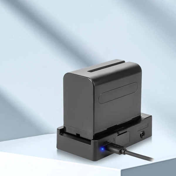 NP-F akkumulátortöltő, akkumulátor-adapter lemez DC12V DC8V USB-C-vel, 30 W-os PD kimeneti hidegpapucs adapter