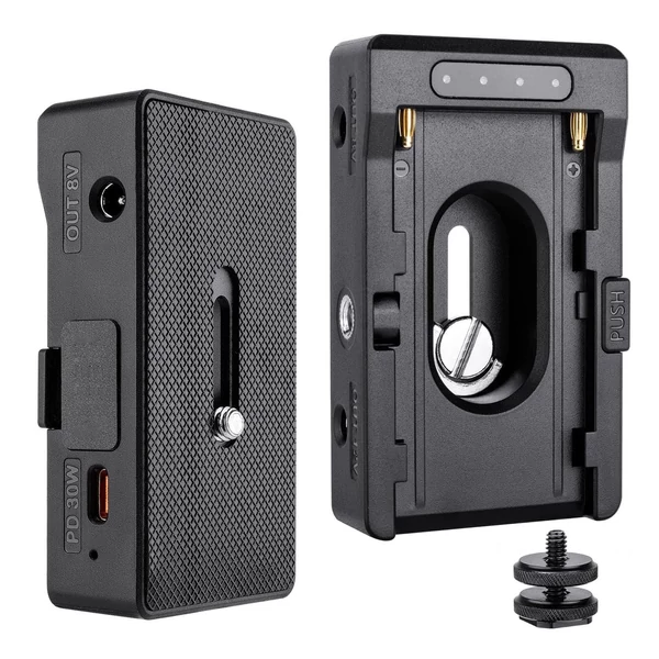 NP-F akkumulátortöltő, akkumulátor-adapter lemez DC12V DC8V USB-C-vel, 30 W-os PD kimeneti hidegpapucs adapter