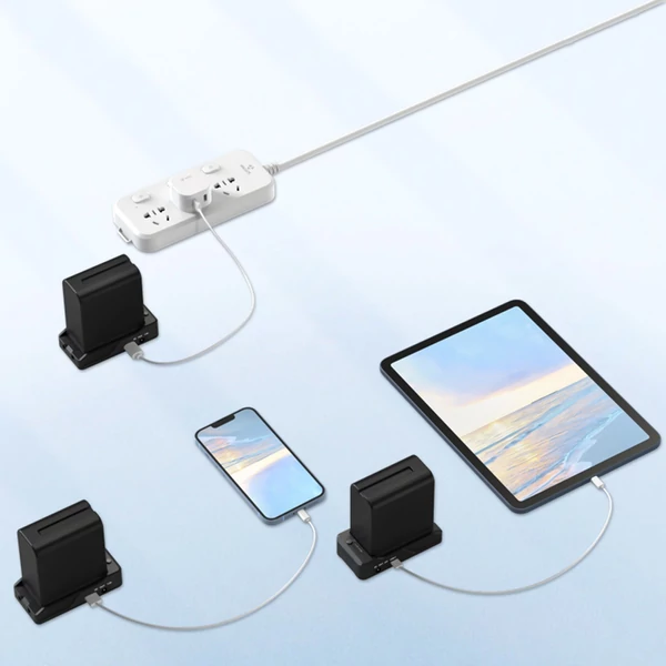 NP-F akkumulátortöltő, akkumulátor-adapter lemez DC12V DC8V USB-C-vel, 30 W-os PD kimeneti hidegpapucs adapter