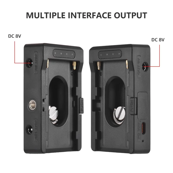 NP-F akkumulátortöltő, akkumulátor-adapter lemez DC12V DC8V USB-C-vel, 30 W-os PD kimeneti hidegpapucs adapter