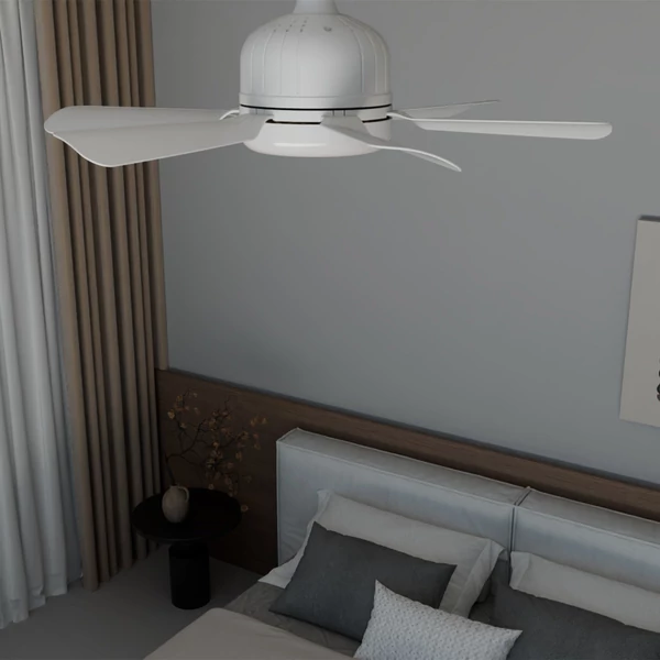 Csendes, levehető ventilátorlapátos ventilátorlámpa távirányítóval - Fehér