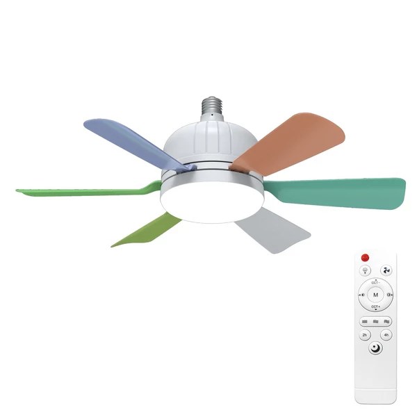 Csendes, levehető ventilátorlapátos ventilátorlámpa távirányítóval - Többszínű
