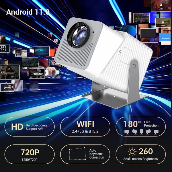 Z10 720P projektor WiFi BT5.2 Android 11 rendszer 180 fokban elforgatható filmvetítő - Fekete