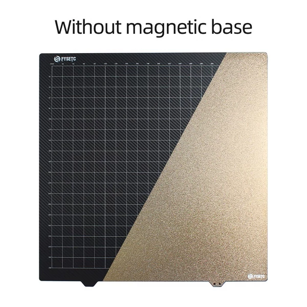 430x430 mm-es PEI építőlemez 3D nyomtatóágy kétoldali porbevonatú PEI + sima szénszálas felületű rugós acél rugalmas platform mágneses alap nélkül