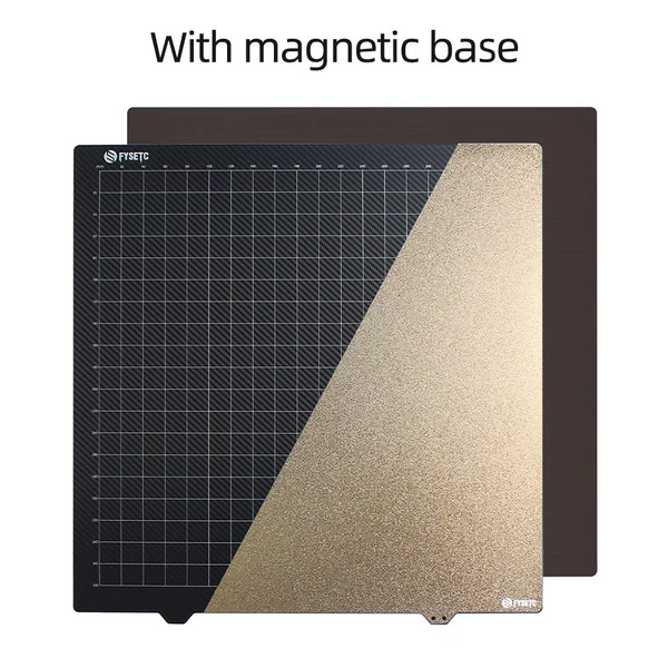 430x430 mm-es PEI építőlemez 3D nyomtatóágy kétoldali porbevonatú PEI + sima szénszálas felületű rugós acél rugalmas platform mágneses alappal