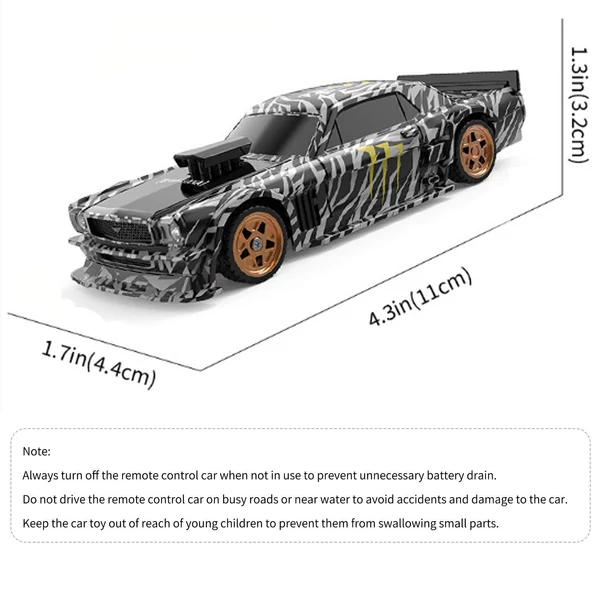 2,4 GHz-es 1/43-as távirányítós autó 4WD szimulált világítással, sodródással - Stílus 1