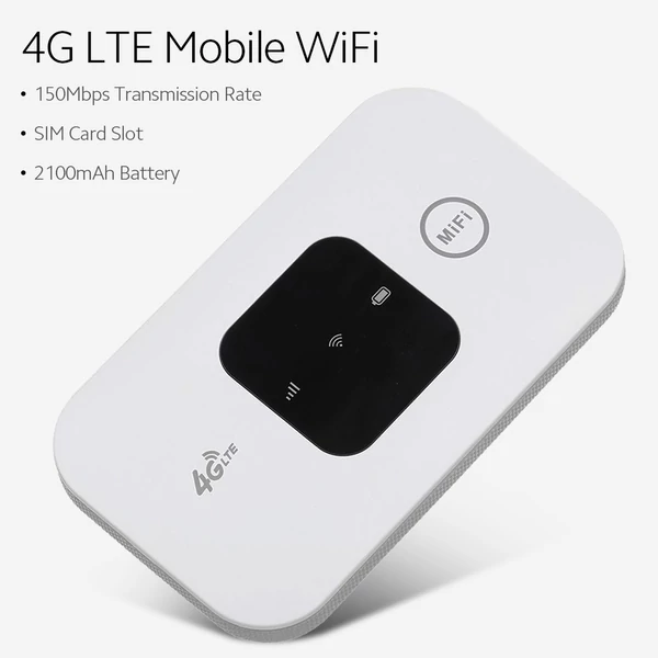 4G LTE mobil WiFi, hordozható WiFi Hotspot 150Mbps MiFi SIM-kártya nyílással (fehér)