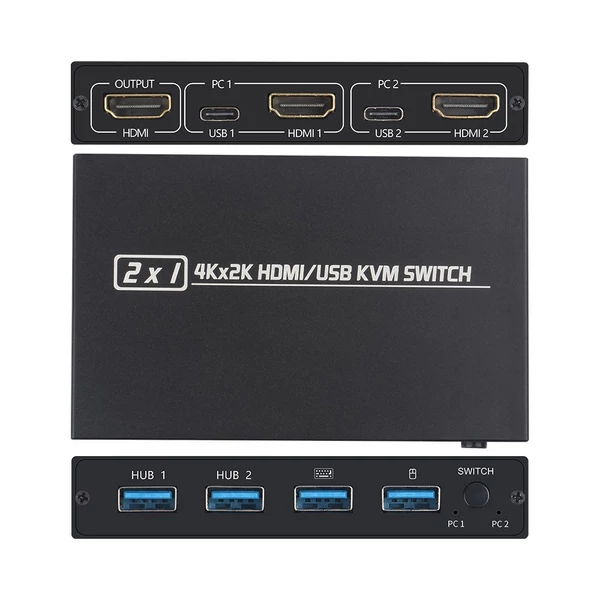 AIMOS AM-KVM 201CL 2 az 1-ben HDMI/USB KVM kapcsoló