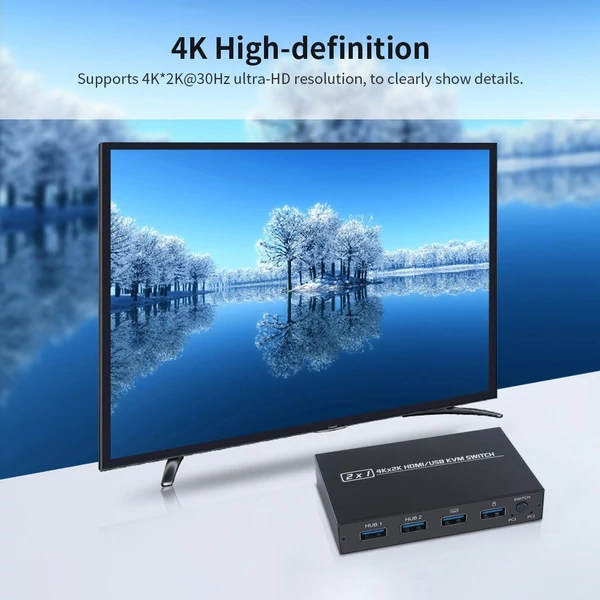 AIMOS AM-KVM 201CL 2 az 1-ben HDMI/USB KVM kapcsoló