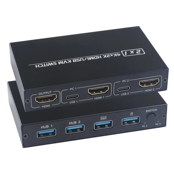 AIMOS AM-KVM 201CL 2 az 1-ben HDMI/USB KVM kapcsoló