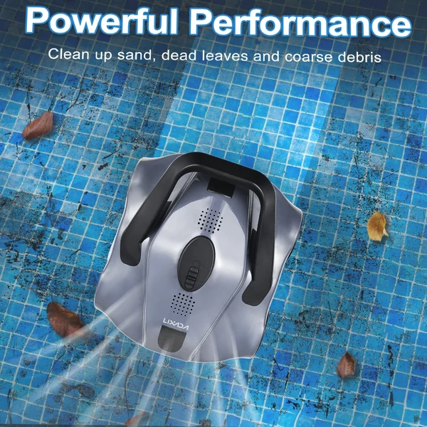 Lixada automata robotmedencetisztító IPX8 vezeték nélküli robotmedence porszívó földi lapos medencékhez 5200 mAh akkumulátor max. 100 ㎡ takarítási területhez