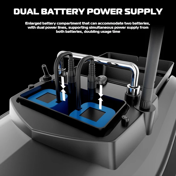 Horgászcsali csónak 500 m-es távirányítós, kétmotoros halkereső 2 kg töltés - 12000 mAh akkumulátor