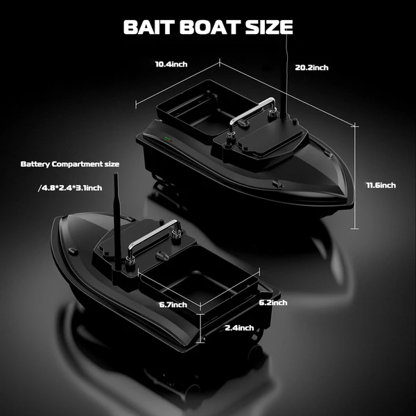 Horgászcsali csónak 500 m-es távirányítós, kétmotoros halkereső 2 kg töltés - 12000 mAh akkumulátor